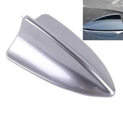 Shark Fin Plastic Car Antenna Decoration for Vehicle Styling, 16x9x6 cm - silver plastic shark fin car antenna topper shown installed and standalone