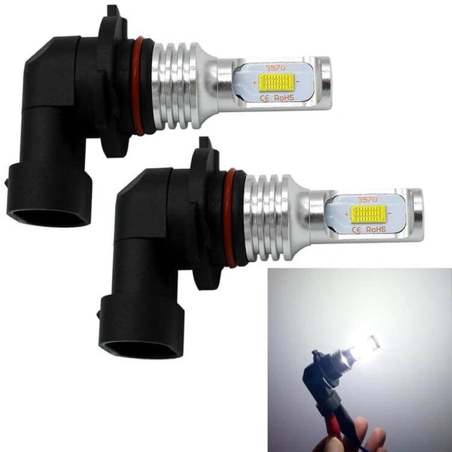 9005 HB3 Car Fog LED Bulbs Bright White, 2 Pack For Cars - pair of 3570 chip 9005 HB3 fog LED bulbs with 360-degree beam, plug-and-play installation