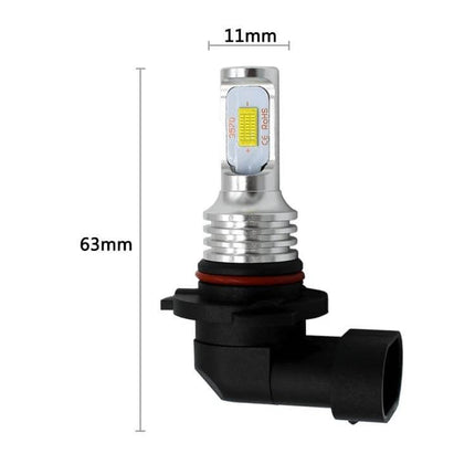 9005 HB3 Car Fog LED Bulbs Bright White, 2 Pack For Cars close-up of single 9005 HB3 3570 LED bulb with dimensions 63mm x 11mm