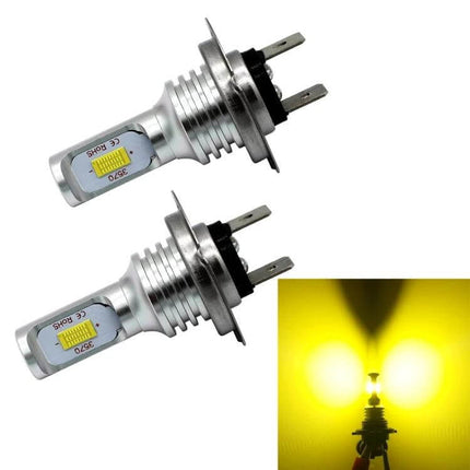 H7 Fog Light LED Bulbs for Cars, 2-Pack, Easy Install - 3570 chip yellow beam pair shown with plug-and-play H7 connectors