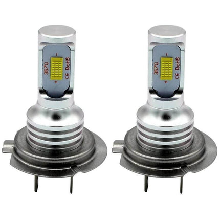 H7 Fog Light LED Bulbs for Cars, 2-Pack, Easy Install – pair of 3570 chip silver LED fog light bulbs with 360-degree beam, plug-and-play replacement