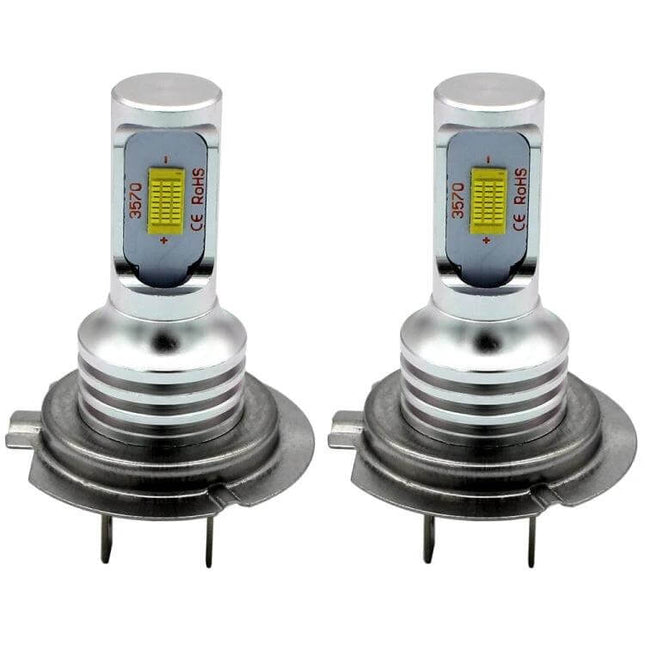 H7 Fog Light LED Bulbs for Cars, 2-Pack, Easy Install – pair of 3570 chip silver LED fog light bulbs with 360-degree beam, plug-and-play replacement
