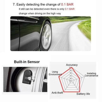 VC601 Tire Pressure Monitoring for Safe Daily Vehicle Use - Bluetooth real-time tire pressure & temperature monitoring with built-in sensor for daily commutes