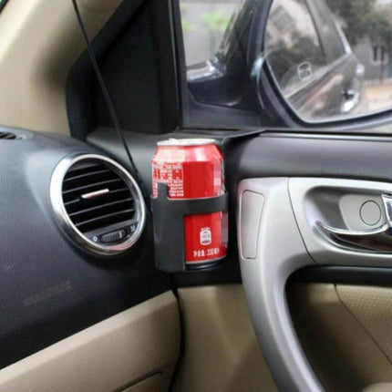Practical Car Multifunctional Drink Holder for Beverages securely holding a soda can near car door and air vent, anti-spill organizer