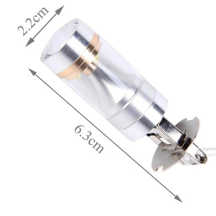 H3 Car Fog Light Bulb 12V For Foggy Day Driving Set - silver H3 replacement bulb showing 6.3cm x 2.2cm dimensions