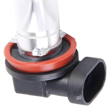 Car Fog Light Bulb White For Foggy Day Driving - 12V replacement fog light bulb with red gasket and black connector for adverse weather visibility