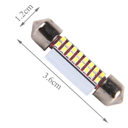 Car Interior Door Lights 2 Pack for Dashboard and Dome - 3.6cm CAN‑BUS aluminum LED festoon bulb for map/dome illumination