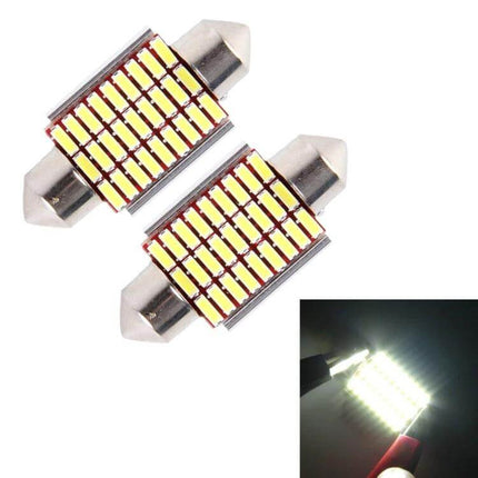 Car Interior Door Lights 36mm White LED Reading Lamp 2 Pack shown as two 36mm LED modules with CAN-BUS plug-and-play design and bright white illumination