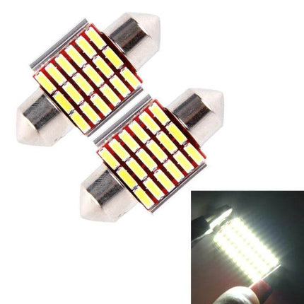 Two 41mm Car Door Lamps For Dome And Interior Lighting - pair of aluminum alloy LED bulbs showing 41mm festoon design and bright white illumination