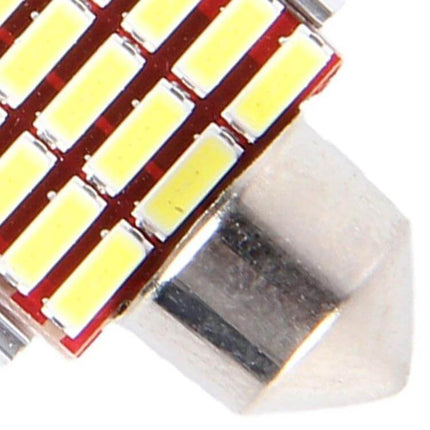 Two 41mm Car Door Lamps For Dome And Interior Lighting - close-up of 41mm LED dome interior lamp with aluminum alloy shell and multiple SMD LEDs