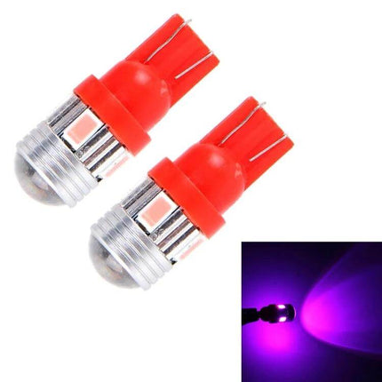 T10 3W 6 LED SMD Pink Clearance Light For Vehicles - pair of T10 wedge pink SMD marker bulbs showing purple-pink beam