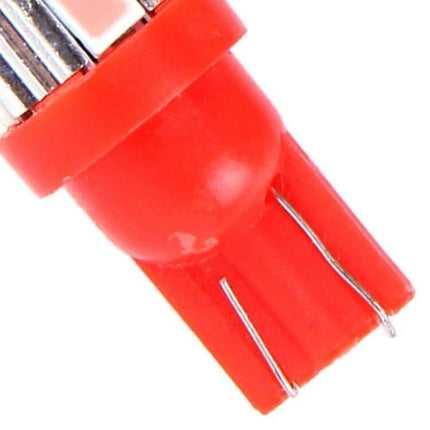 T10 3W 6 LED SMD Pink Clearance Light For Vehicles close-up of red T10 wedge base and pins for vehicle clearance lighting