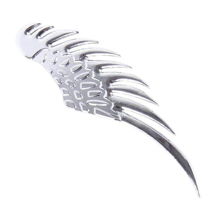 Elegant Silver Angel Wing 3D Metal Sticker for Car Decoration - chrome 3D metal car decal showing single silver wing, weather-resistant and adhesive