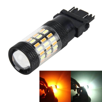Dual Color LED Car Brake and Turn Signal Light For 12V compact multi-LED bulb showing amber brake and white turn illumination