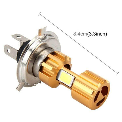 Universal LED Headlight for All Motorcycles and Safe Riding - gold COB bulb with separate high and low beam design, 8.4cm length