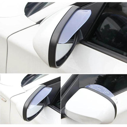 Car Rearview Mirror Rainproof Blades for Safe Driving on white car side mirror shielding water and dust