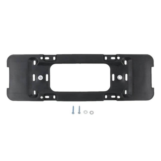 Black Rear License Plate Bracket for Secure Car Mounting - black matte plastic rear bumper bracket with screws for adjustable plate positioning