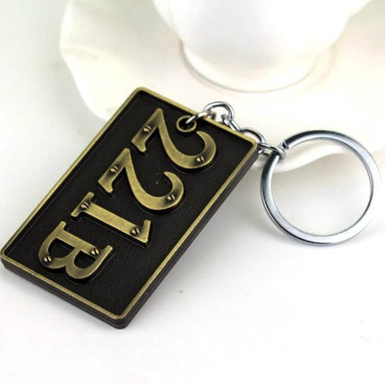 Sherlock Holmes 221B Baker Street Themed Key Chain Holder brass-numbered rectangular keyring for fans and everyday use
