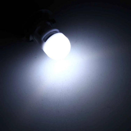 T10 Car Marker Light 6000K 3W 12V 2-Pack for Exterior Use showing cool white lamp illuminated for side marker and bumper retrofit