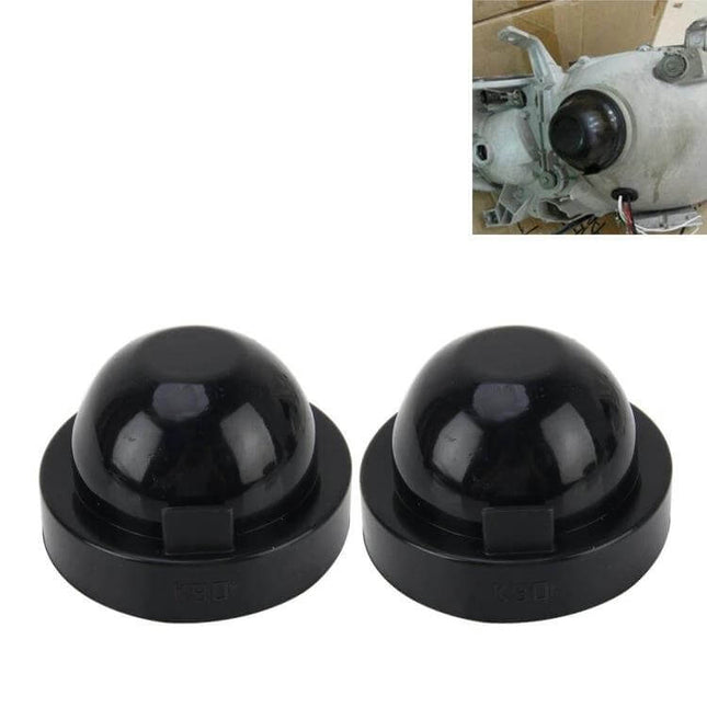 K90 Universal Car Headlight Dust Covers, Silicone Seal Caps 9cm - pair of black silicone 9cm headlight bulb dust covers fitting aftermarket Xenon LED installations