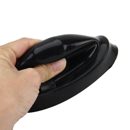 Universal Car LED Headlight Dust Cover 10 cm Inner Diameter - black rubber seal cap held in hand, fits headlight bulb cavity, waterproof dustproof