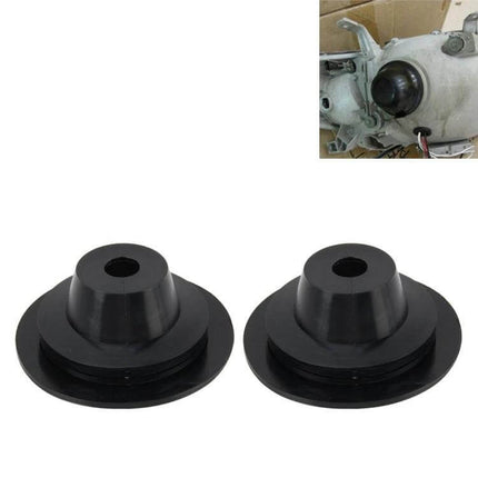Pack Of 2 Universal Silicone Headlight Dust Cover Seals - black silicone bulb seal caps for headlights and fog lights, trims to fit openings