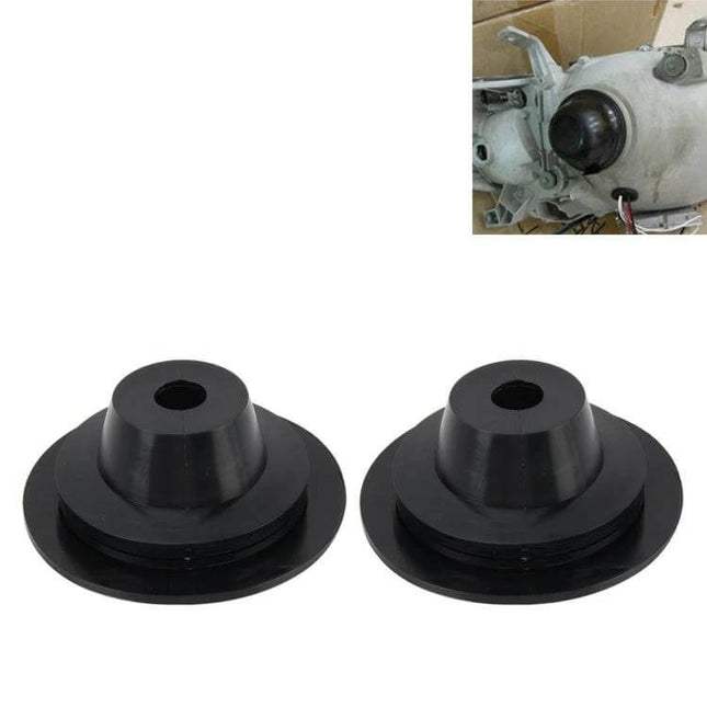 Pack Of 2 Universal Silicone Headlight Dust Cover Seals - black silicone bulb seal caps for headlights and fog lights, trims to fit openings
