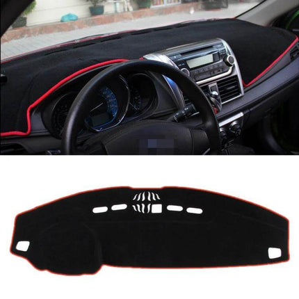 Land Rover Discovery 4/3 Instrument Panel Sunscreen Cover fitted on dashboard to reduce glare and heat, custom-cut black cover with red trim