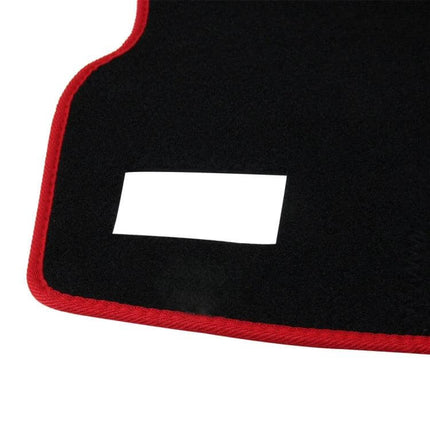 Custom Dashboard Sunscreen Cover for Toyota Corolla 2014-2018 black fabric with red trim, tailored dash protector detail