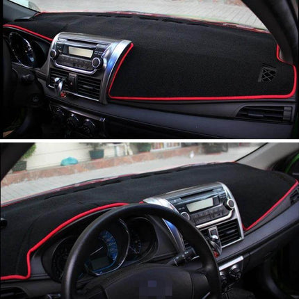 Custom Dashboard Sunscreen Cover for Toyota Corolla 2014-2018 black fabric dashboard protector with red trim