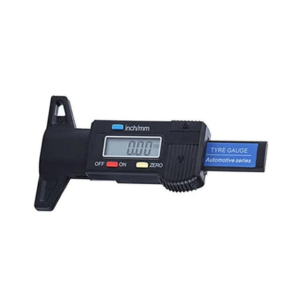 Handy Gauge for Checking Tire Tread During Vehicle Maintenance – digital tread depth gauge showing mm/inch display, measures up to 25 mm