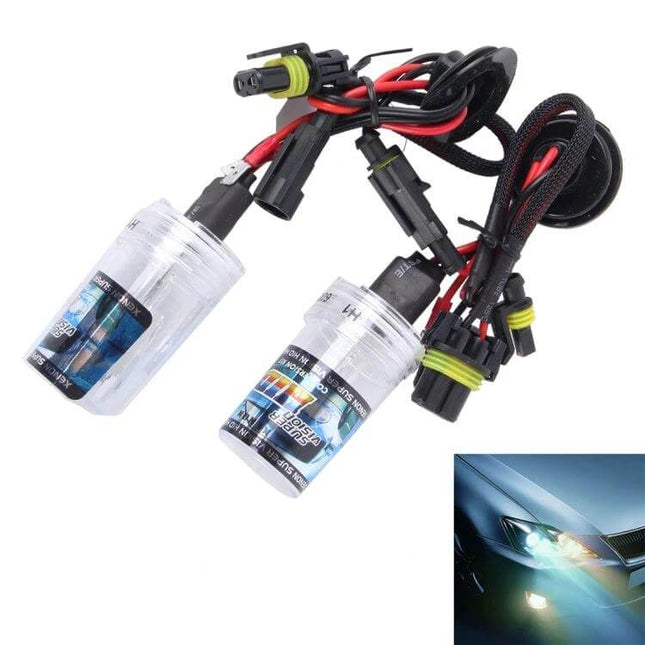 H1 HID Xenon Headlight Bulbs 6000K for Night Driving Visibility - pair of wired HID xenon replacement bulbs with ballast adapters