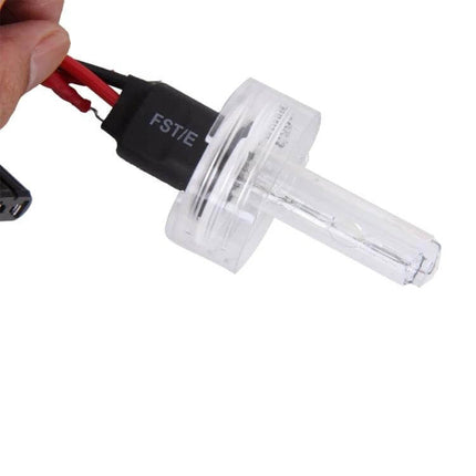 H1 HID Xenon Headlight Bulbs 6000K for Night Driving Visibility - close-up of single HID xenon bulb with connector showing clear glass capsule