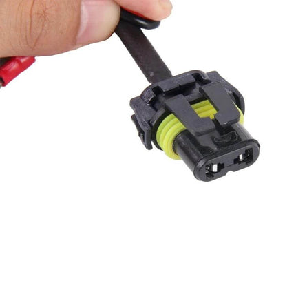 H1 HID Xenon Headlight Bulbs 6000K for Night Driving Visibility close-up of waterproof 2-pin wiring connector and harness