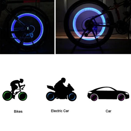 2-Pack Wheel Tire Lamp With Battery For Car, Motorcycle, Bike