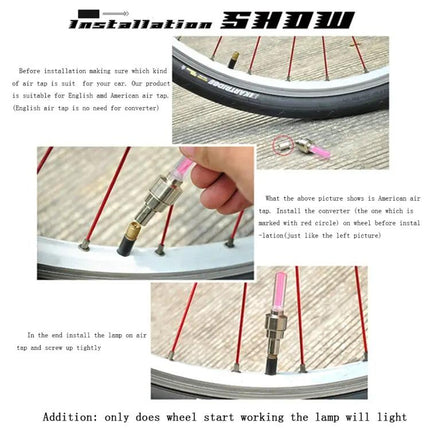 2-Pack Wheel Tire Lamp With Battery For Car, Motorcycle, Bike