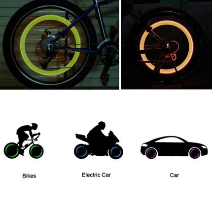 2-Pack Wheel Tire Lamp With Battery For Car, Motorcycle, Bike