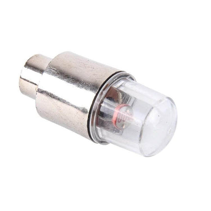 Valve Cap Light For Car And Bike Two Pack Compact And Convenient - single metallic LED valve cap for tire visibility at night