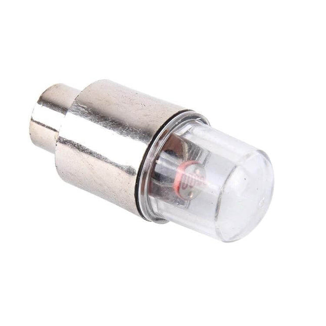Valve Cap Light For Car And Bike Two Pack Compact And Convenient - single metallic LED valve cap for tire visibility at night