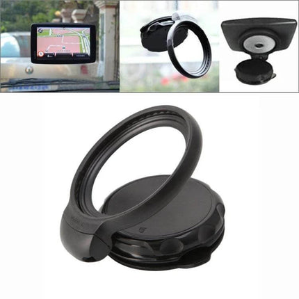 TomTom Adjustable Foldable Car GPS Holder with Stand mounted on windshield with swivel ring and folding base
