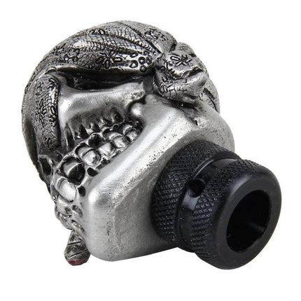Skull Design Universal Car Gear Shift Knob for Comfortable Driving - silver skull knob with textured black adapter for improved grip and reduced hand fatigue