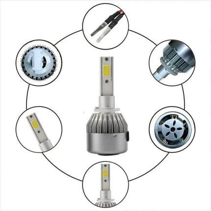 Car LED Headlights Waterproof for Night Driving Everyday Use - slim 6000K cool-white LED bulb with waterproof heat sink and plug-in connector