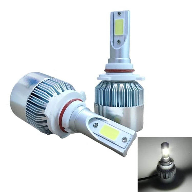 LED Headlights For Cars 2 Pack For Clear Night Driving - slim low‑profile replacement LED bulbs showing twin bulbs and illuminated sample