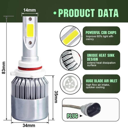Car LED Headlight Kit With Two LED Lamps For Everyday Driving - compact 6000K cool-white LED lamp with heat sink and plug