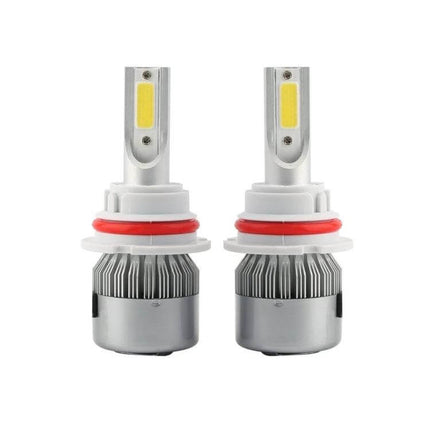 Waterproof LED Headlights for Cars Daily Driving Use - pair of slim waterproof 6000K LED replacement bulbs with heat sink and red gasket
