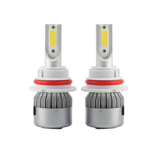 Waterproof LED Headlights for Cars Daily Driving Use - pair of slim waterproof 6000K LED replacement bulbs with heat sink and red gasket