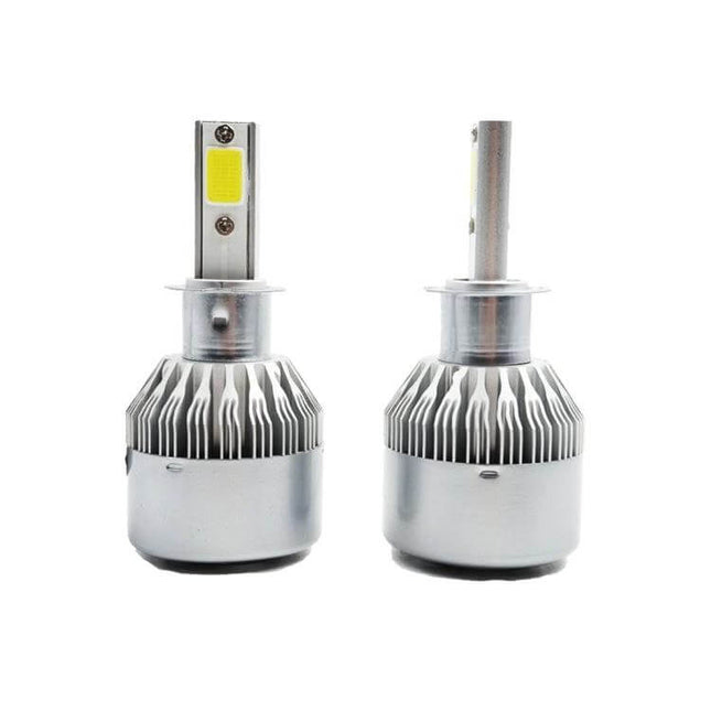 H3 LED Headlight For Cars Waterproof For Night Driving - dual silver LED H3 replacement bulbs, waterproof, bright cool-white beam for night driving