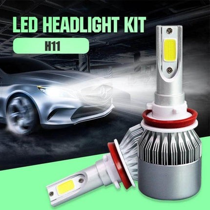 LED Car Headlight Bulbs, Waterproof, Easy Install For Cars showing H11 LED headlight kit with cool white 6000K beam and waterproof design