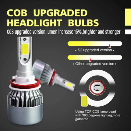 LED Car Headlight Bulbs, Waterproof, Easy Install For Cars - 6000K COB upgraded waterproof LED headlight bulbs with tool-free fit for improved nighttime visibility