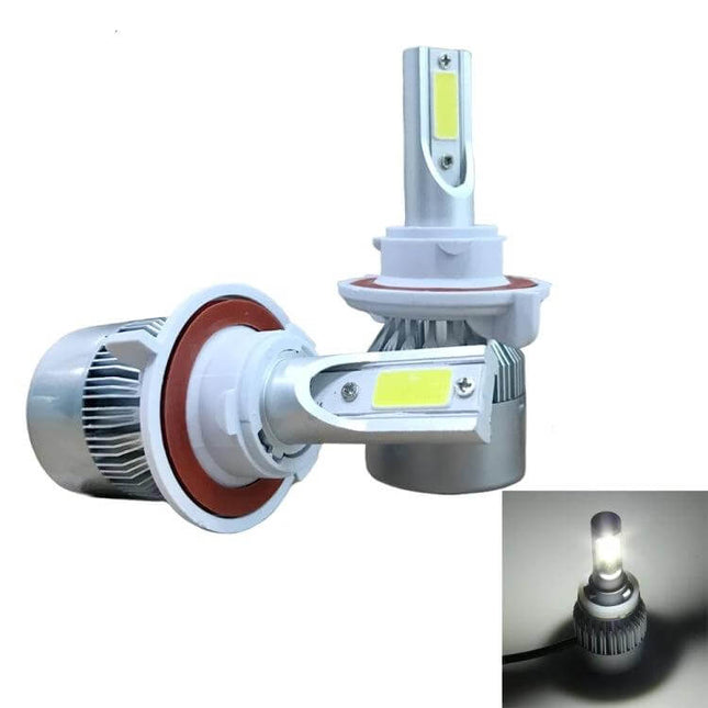 H13 LED Headlight Waterproof IP68 for Cars 2 Lamp Set – 6000K bright white dual LED bulbs, IP68 waterproof plug-and-play replacement for H13 sockets